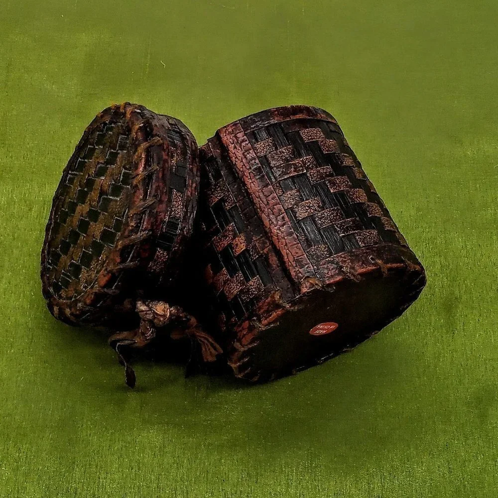 Handmade Woven Leather Bamboo Lidded Tassel Box
